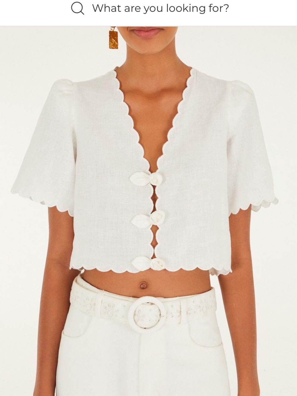 FARM Rio Off-White Roses Scalloped Artisanal Top - Picture 4 of 5